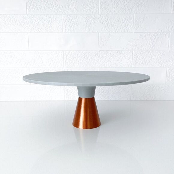 Miniature Patio Table 6 Chairs Gray Copper Large Round 1:6 Scale Dollhouse - Picture 2 of 7